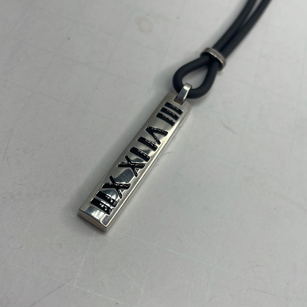 Authentic Tiffany & Co sterling Silver Bar & cord Necklace with COA - Picture 3 of 9